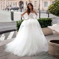 vintage wedding dress 2021 white lace appliques feather boho bridal dress tulle princess beach wedding gowns custom