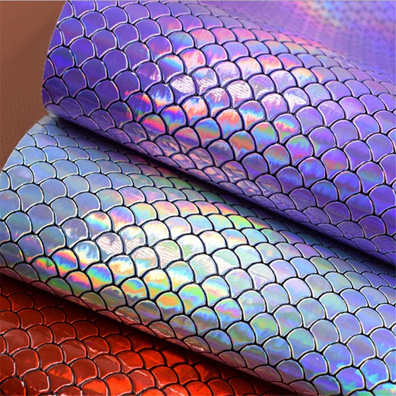 

21*30CM Rainbow Color Glitter Mermaid Fabric Synthetic Leather Hair Bow Diy Decoration Crafts Apparel Sewing Clothes For Sewing