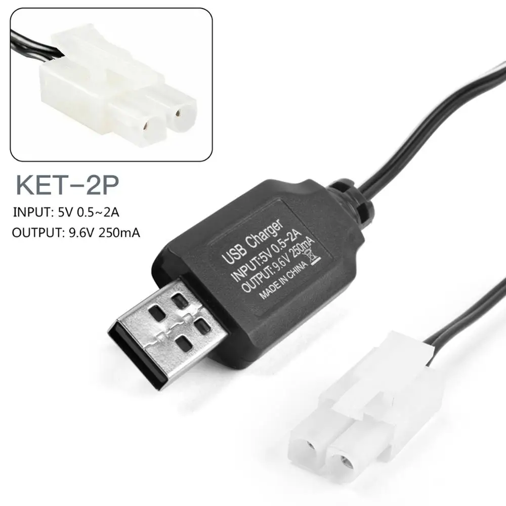 KET-2P Зарядное устройство 9,6 в 557 мА, зарядное устройство USB, зарядное устройство, адаптер, Ni-CD Ni-MH для игрушек, RC Car KET-2P, KET-3P SM JST EL-2 P - Цвет: KET-2P