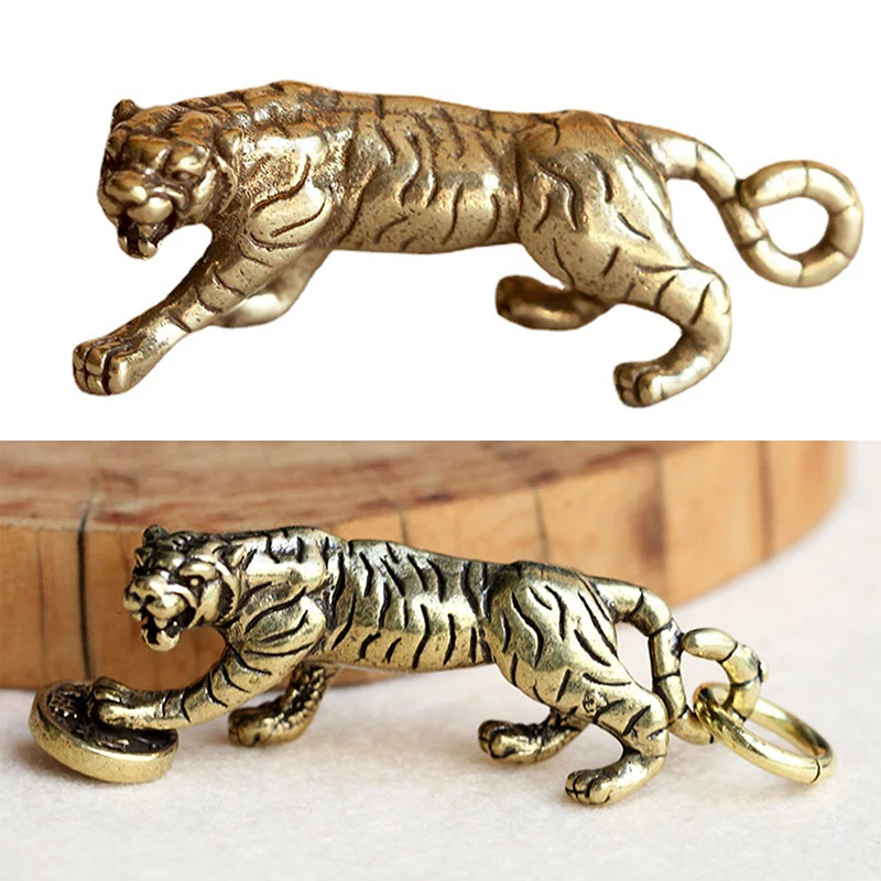 Зодиак из латуни брелок в виде тигра животного медный зверя для автомобиля