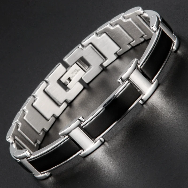 Голубой браслет из нержавеющей стали с энергетическим балансом для здоровья