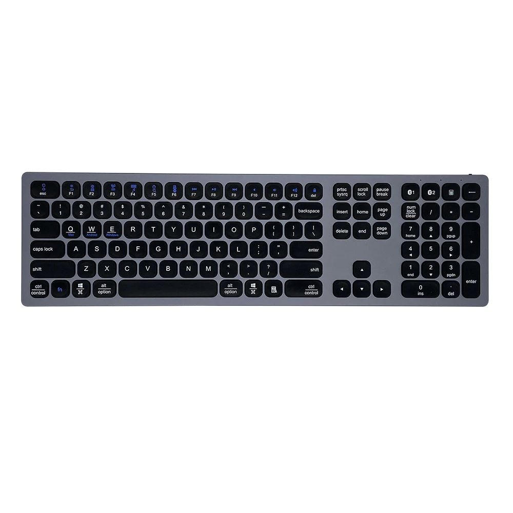 

Bluetooth 3.0 Keyboard Multi-Device Rechargeable Bluetooth Keyboard Aluminum Wireless Type-C Rechargeable Keyboard Iron Gray