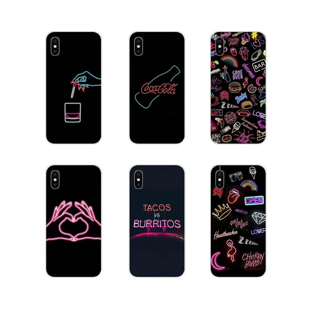Неоновые аксессуары на черном фоне чехлы для телефонов Huawei Honor 4C 5C 6X 7 7A 7C 8 9 10 8C 8S 8X