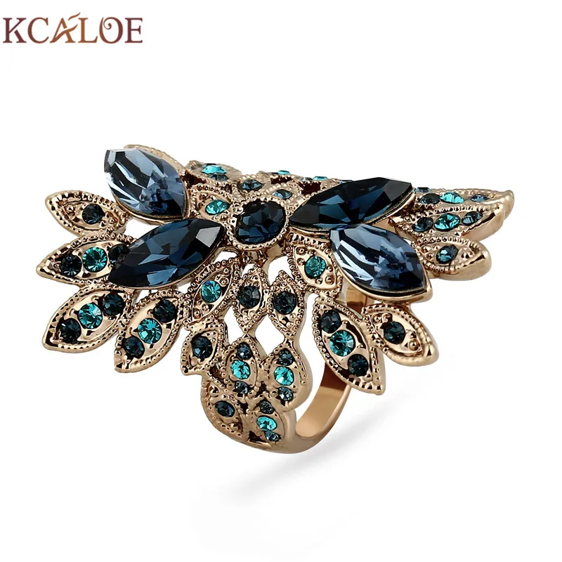 Женское Винтажное кольцо KCALOE большие длинные кольца из титана с синими