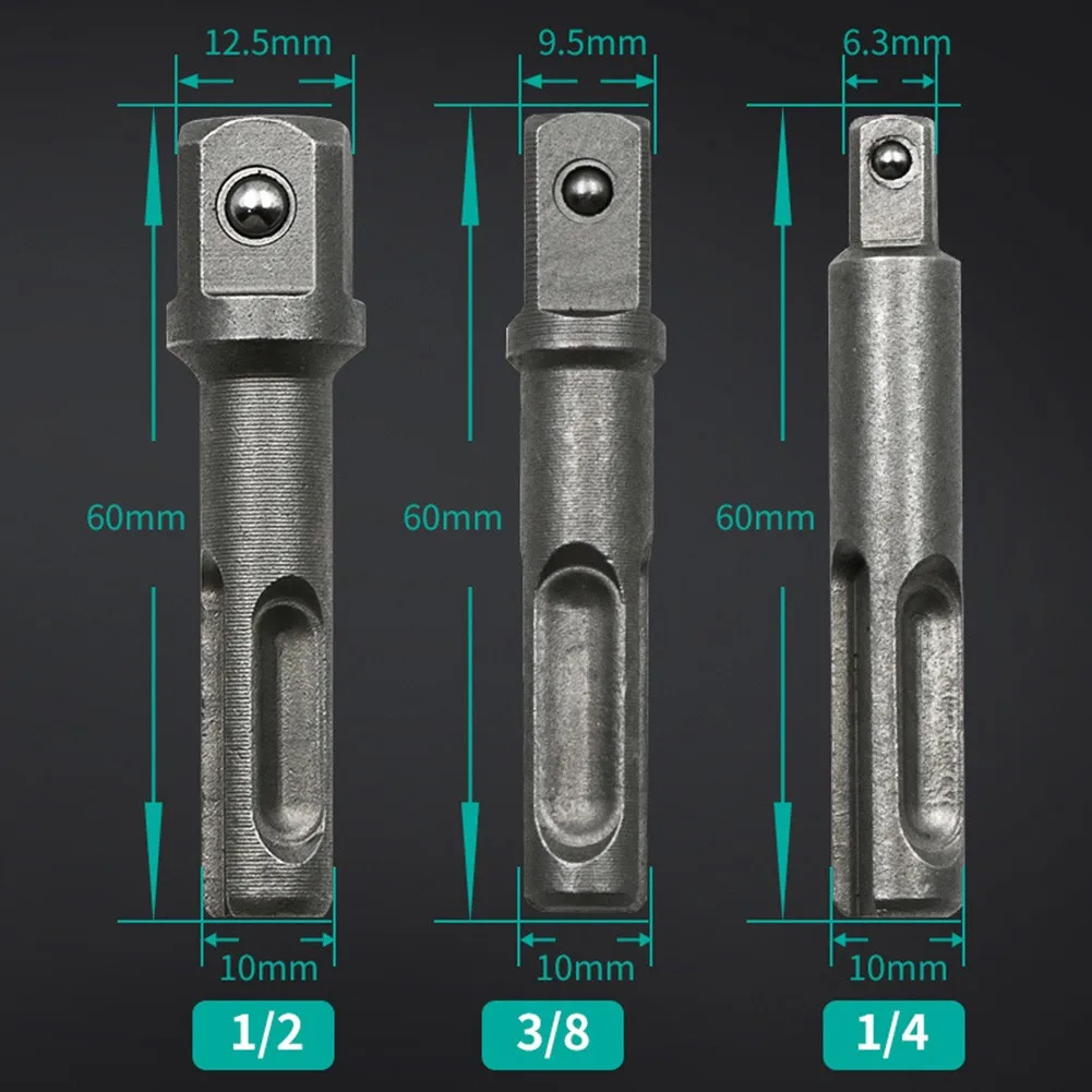 

3pc SDS Socket Driver Set SDS Adaptor Drill Socket Driver Set 1/4" / 3/8" 1/2" Chuck Adaptor Universal SDS Plus Shank