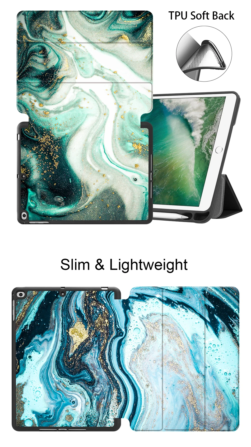 Чехол MTT marble для iPad 9,7 дюймов, мягкая задняя панель из ТПУ+ откидная подставка из искусственной кожи, умный чехол для iPad Air 1 2, чехол для планшета, Fundas
