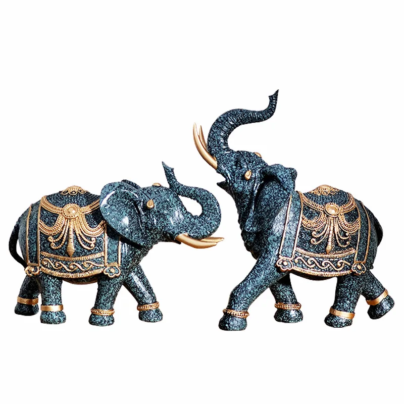 

Rich Elephant Sculpture Home Decoration Crafts Living Room Decor TV Cabinet Decoration Accessories Wedding Crafts Gifts Figurine