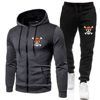 mens set spring autumn anime one piece sportswear 2 pieces sport outfits suit hoodie pants male tracksuit casual sports suit