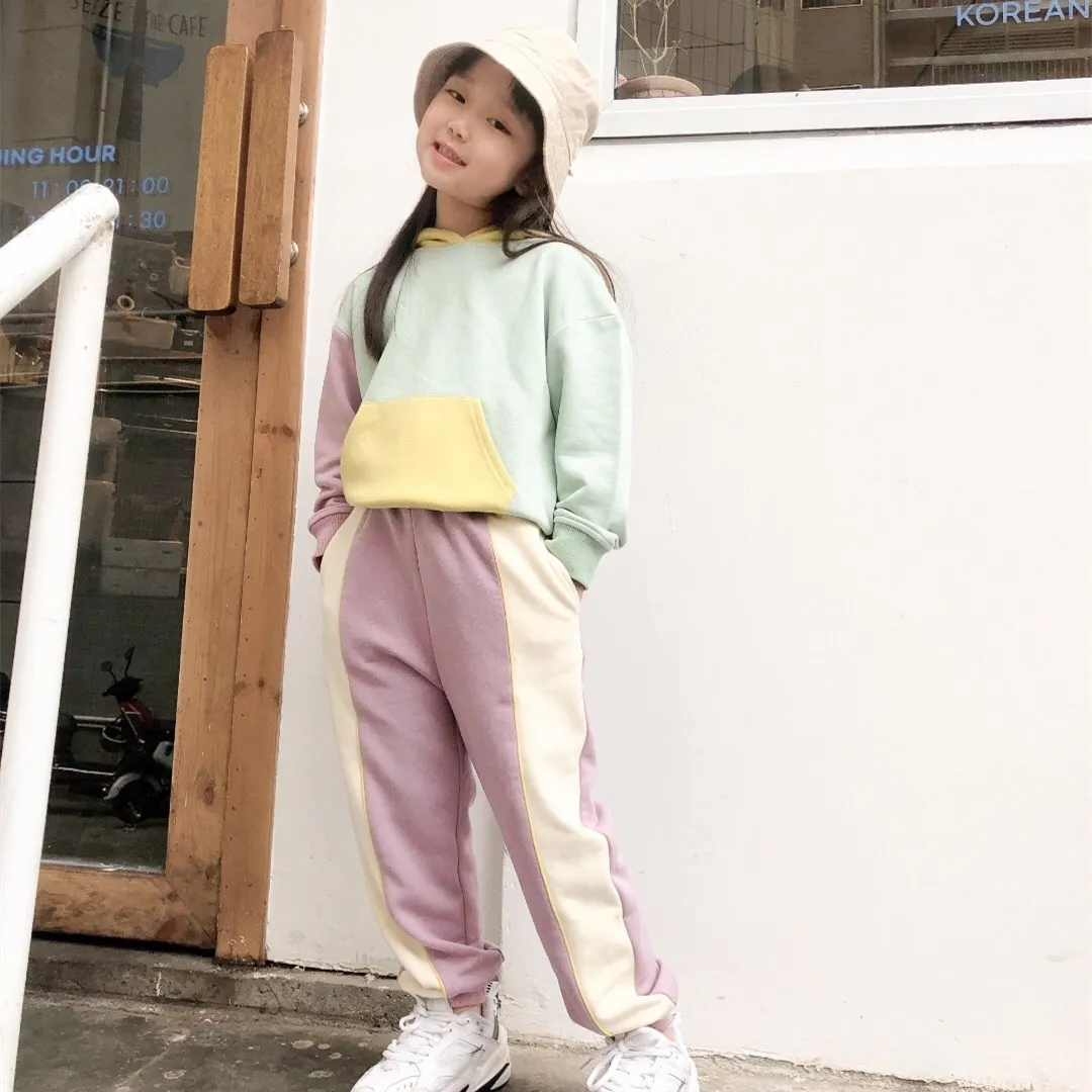 

baby clothing set 2021 spring boys and girls set Fashionable purple and green color matching 2pcs clothes