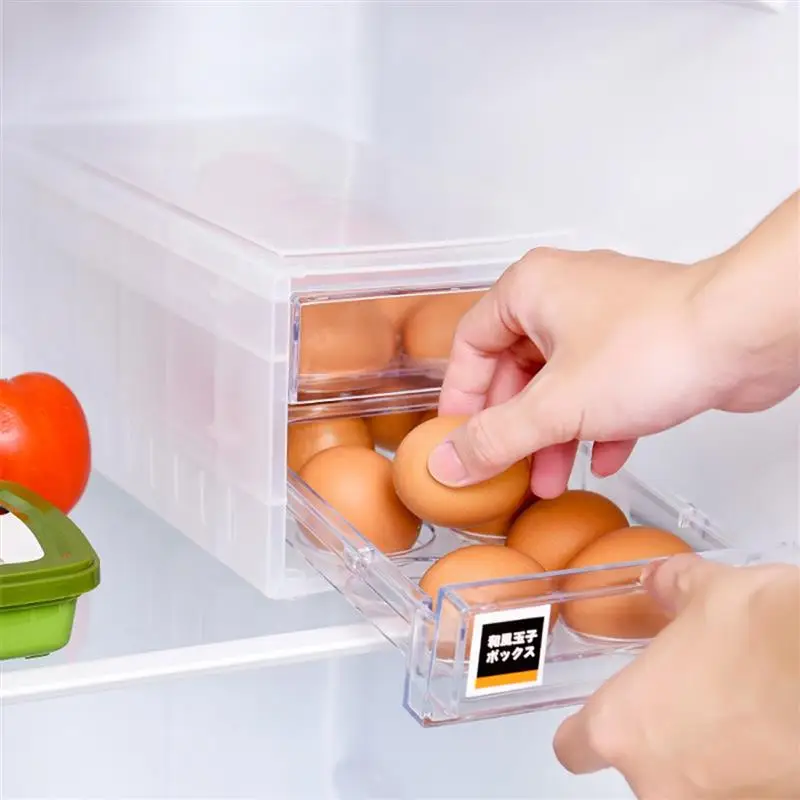 

moisture-proof, easy to take24 Grid Drawer Type Egg Storage Box Egg Crisper Kitchen Egg Tray Refrigerator Storage Container