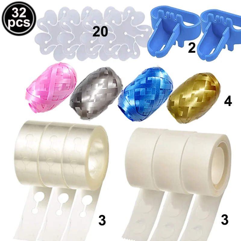 

32pcs Balloon Arch Kit Set Garland Strips Tie Tools Balloons Accessories Chain Glue Ribbon For Birthday Wedding Party