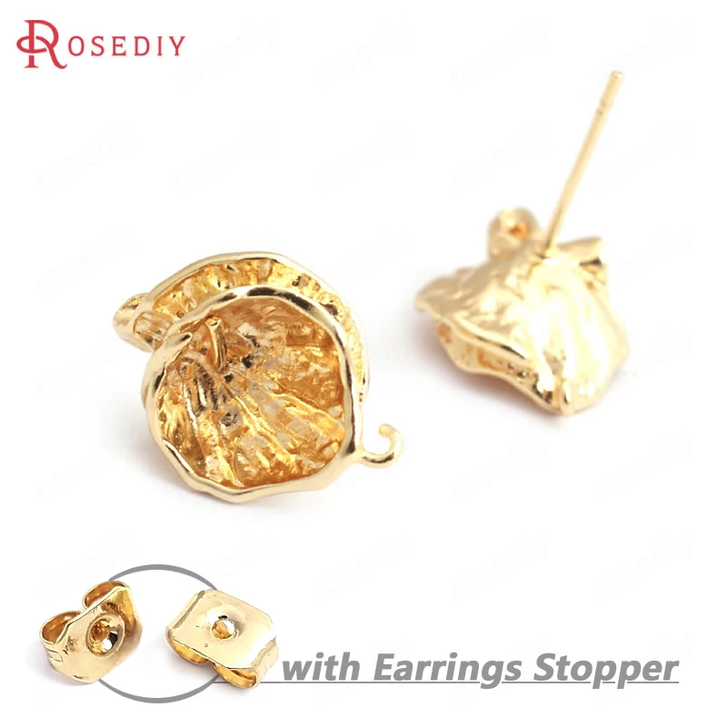 6 шт. латунные серьги-гвоздики с цветком 15 х12 мм | Украшения и аксессуары