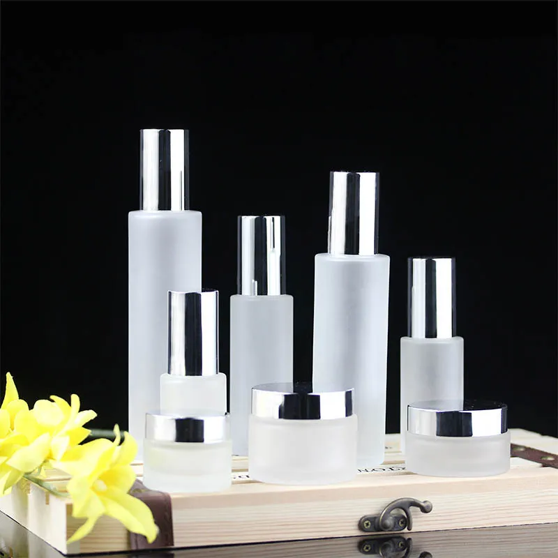 Бутылка из морозного стекла пустой косметический упаковочный контейнер флаконы