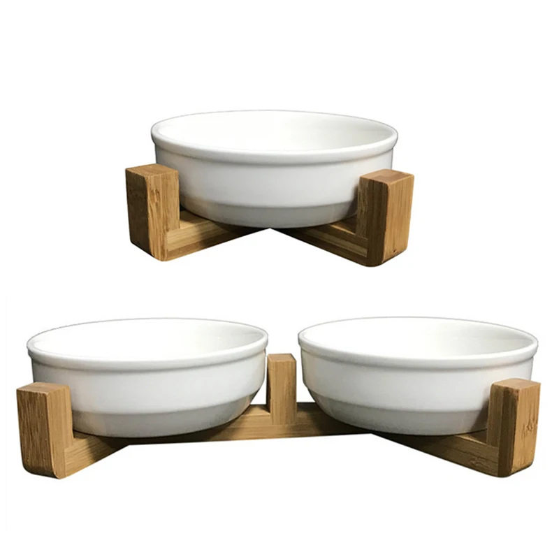 

Ceramic Double Cat Dog Bowl, Pet Feeding Bowl with Stand, Cat and Dog Food and Water Bowl, Pet Supplies