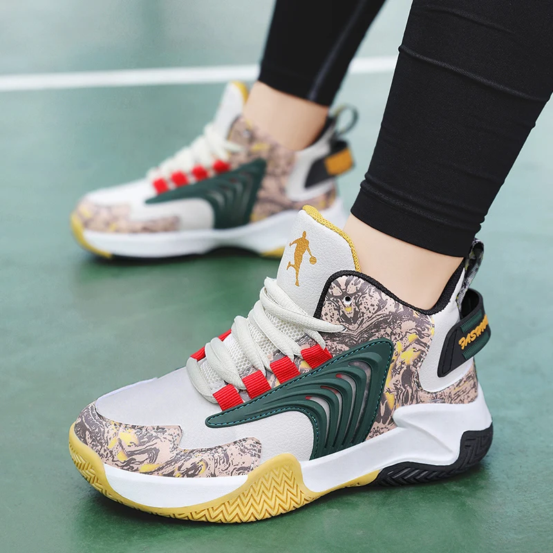 

Children Boys Basketball Shoes High Quality Soft Bottom Non-Slip Kids Sneakers Wearable Sport Shoes Outdoor Boy Trainer Basket