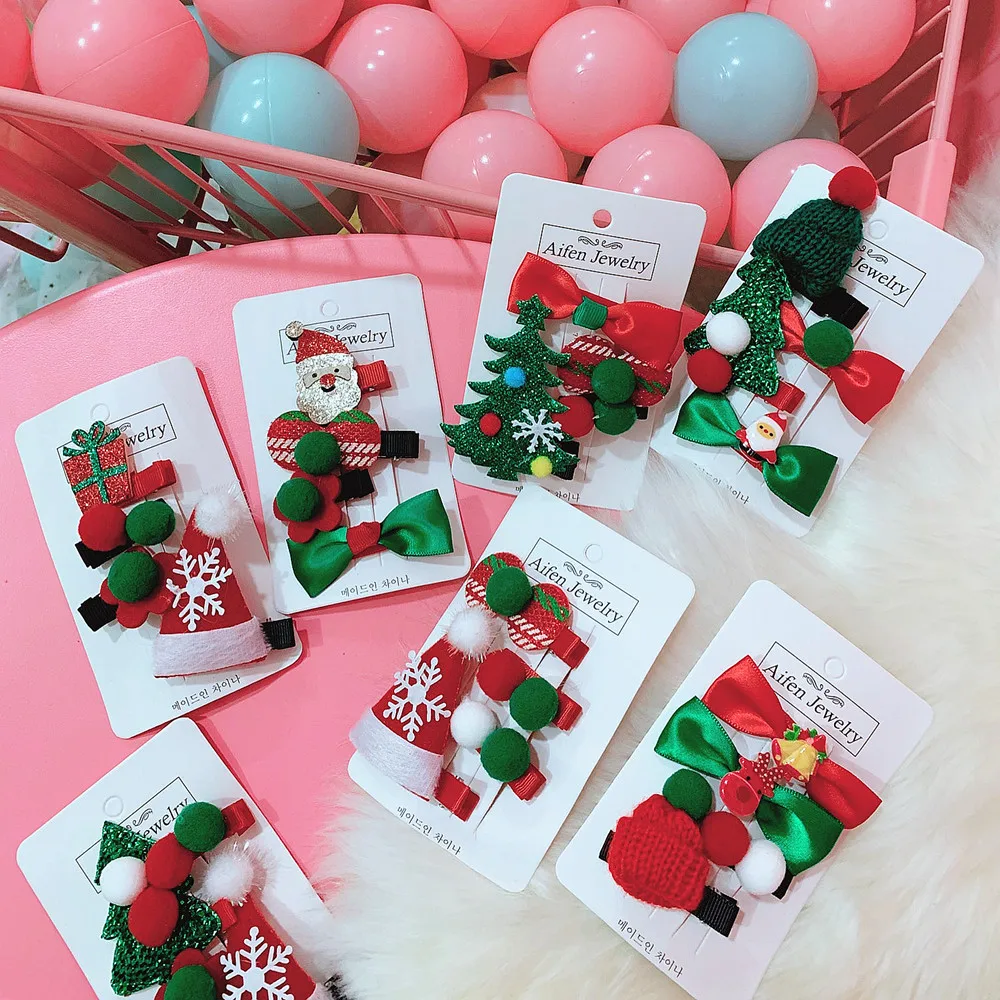 1/2/4 шт./компл. Рождественская заколка для волос, комплект яркого Санта Клаус заколка для волос, для детей, для девочек, повязка на голову с соской зажим Рождественская заколка для волос для детей