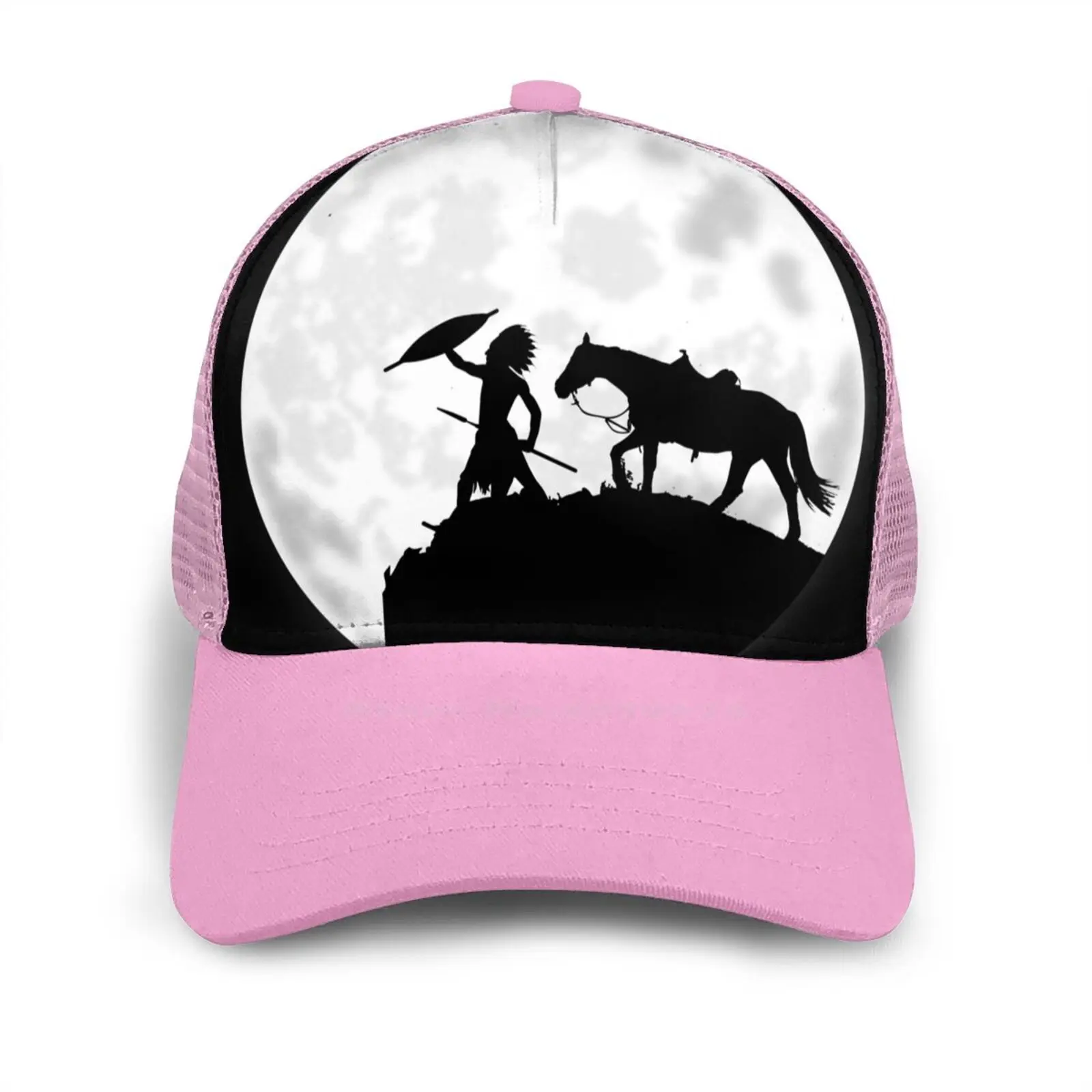 

Apache Indian And Horse Under The Moon Hip Hop Fashion Cap Sports Curved Mesh Hat Naitve Apache Indain Apache Indian Naitve