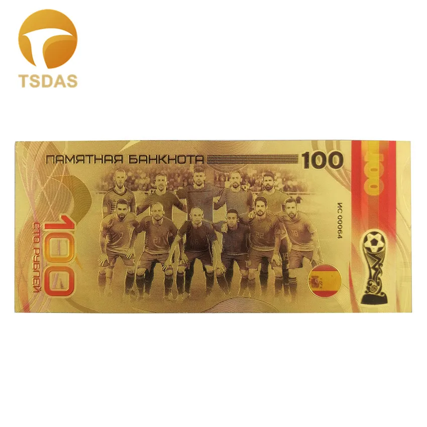 Новинка 2019 Золотая банкнота в России 100 рубля валюта банкнотах футбольный веер