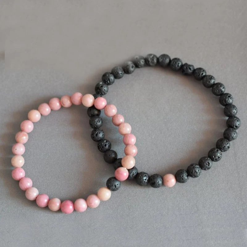 Лава камень розовый браслет из родохрозита набор 6 мм бусины бисерные отношения