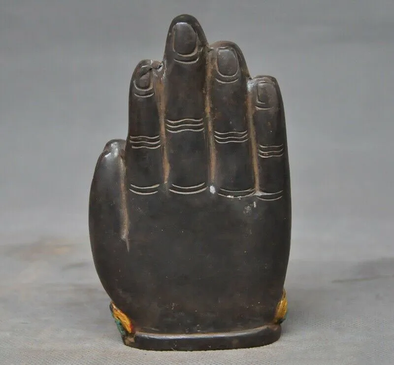 

wedding decoration 6" Tibetan Buddhism bronze Painted Buddha hand Sakyamuni Medicine Buddha statue