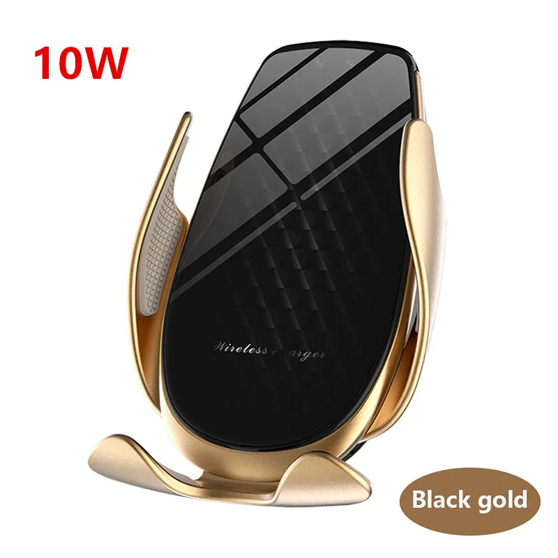 10W Black 15 Вт 10 Вт Супер быстрая Беспроводная зарядная станция Инфракрасный датчик Автоматическая Зажимная Автомобильная Подставка для зарядки телефона держатель для Iphone samsung - Цвет: 10W Black