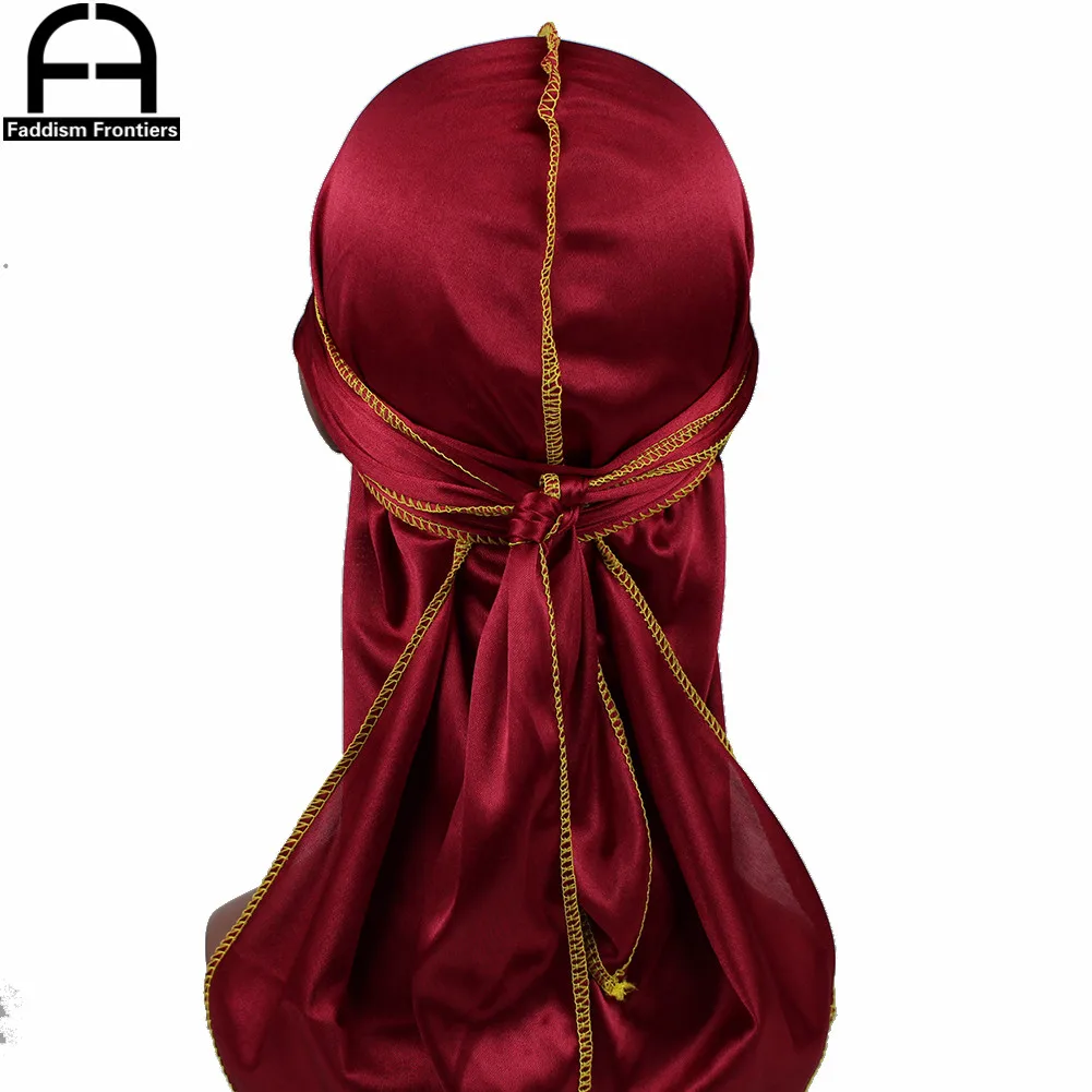 Цветные шелковые банданы Durag для мужчин и женщин шитые в стиле унисекс с длинным