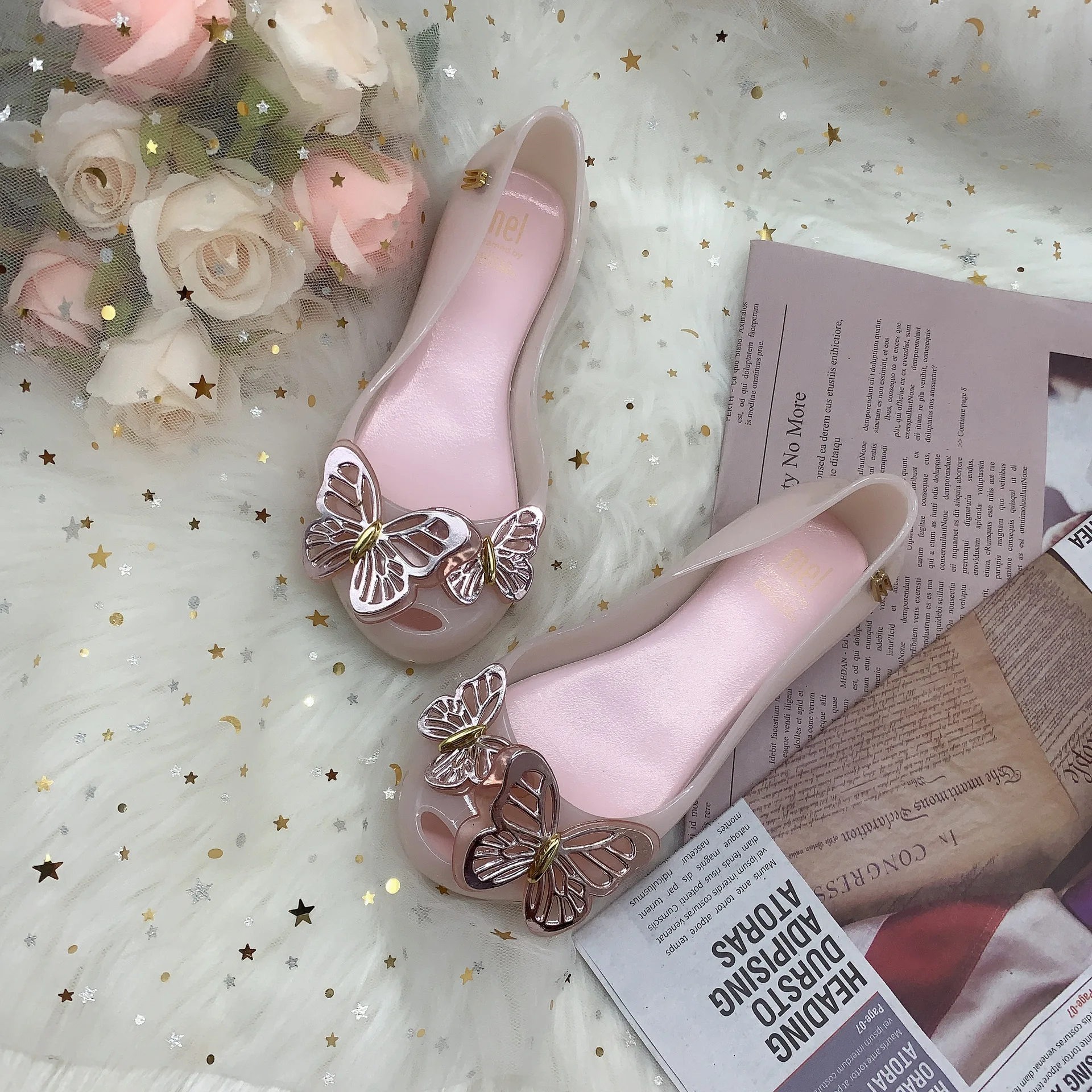 Новинка 2020 детские туфли желе Mini Melissa детская модная обувь принцессы с бабочками