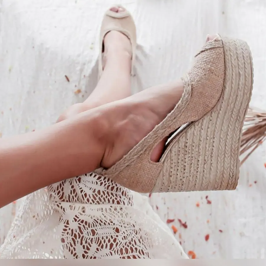 

Women Sandals Limoya Bexley Linen Wedge Heeled Sandals
