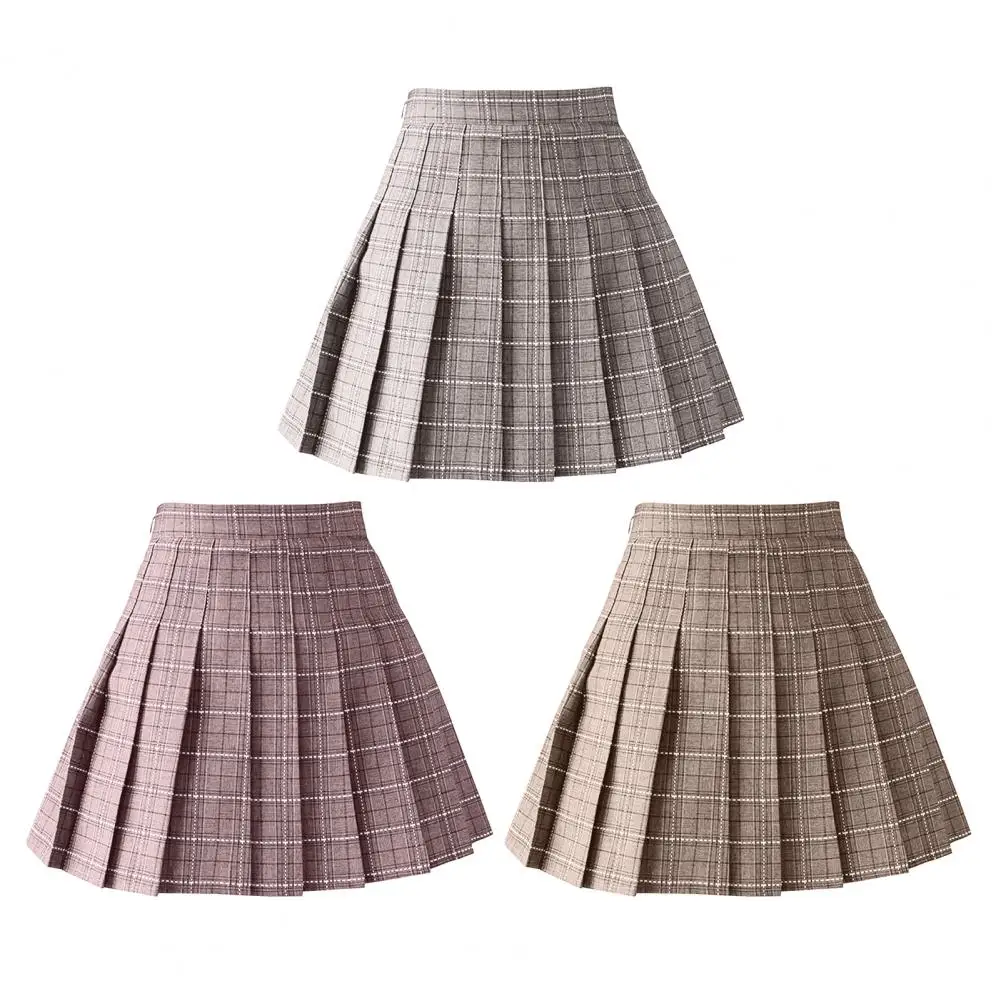 

Plaid Skirt Slim Soft Grid Women Pleated Skirt School Dress for Party