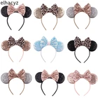 10 шт.лот новый шикарный ободок с блестками и ушками мыши Леопардовый бант повязка на голову для девушек женщин украшение для волос вечерние головные уборы аксессуары для волос
