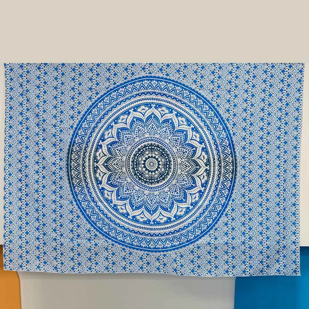 Индийский гобелен с мандалой настенный коврик в стиле бохо индийская шаль