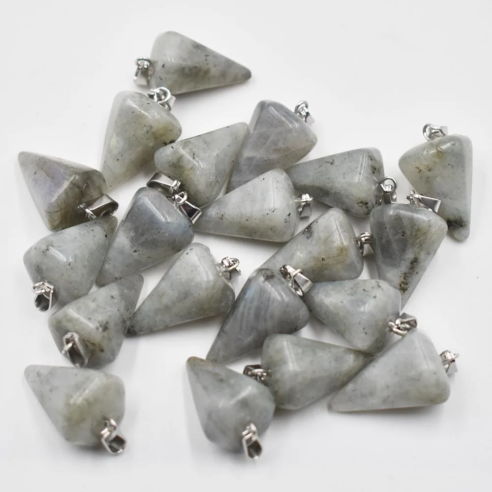 

Fashion high quality natural Labrador stone faceted pendulum charms pendants for jewelry making Wholesale 20pcs/lots free