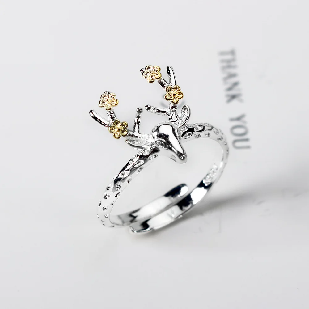 

New original design luxury ring 925 silver antler opening ring 2020 woman fashion DIY jewelry Valentine's Day gift free shipping