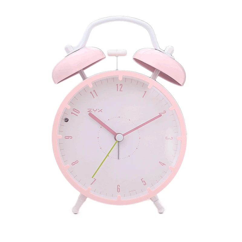

Metal alarm clock creative mute student with sleek minimalist bed small alarm clock lazy clock cute girl heart