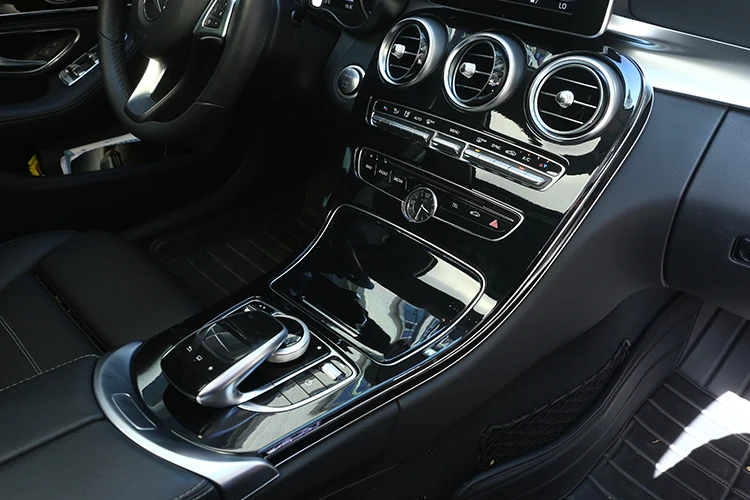 Для Mercedes Benz C класса GLC W205 C180L C200L C300 GLC260 15-17 автомобильные аксессуары черный блеск ABS Центральная панель управления