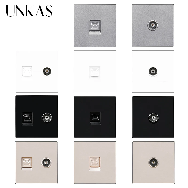 

UNKAS B8 DIY Modules Matching TV Jack RJ12 Telephone Port For Wall Power Socket Free Combination Outlet