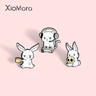 Милые заколки в виде кролика, милые белые эмалированные заколки на лацкан в стиле музыкальной игры, черепа, кролика, животного, украшения для рюкзака