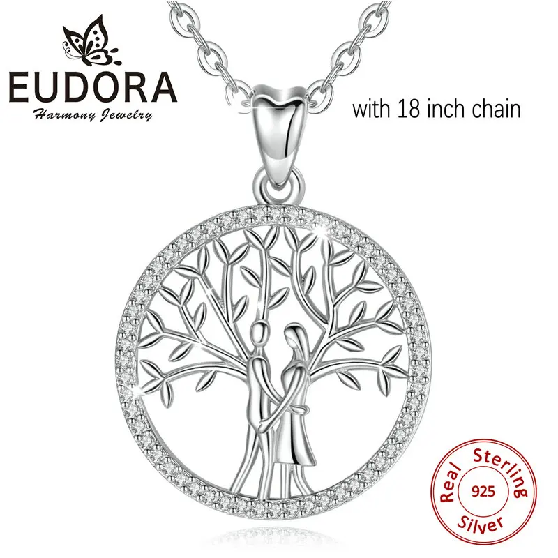 18 inch chain Eudora Стерлинговое серебро дерево жизни кулон ожерелье кельтский узел ожерелье дерево с AAA CZ Кристалл помолвка Свадебные украшения - Окраска металла: 18 inch chain