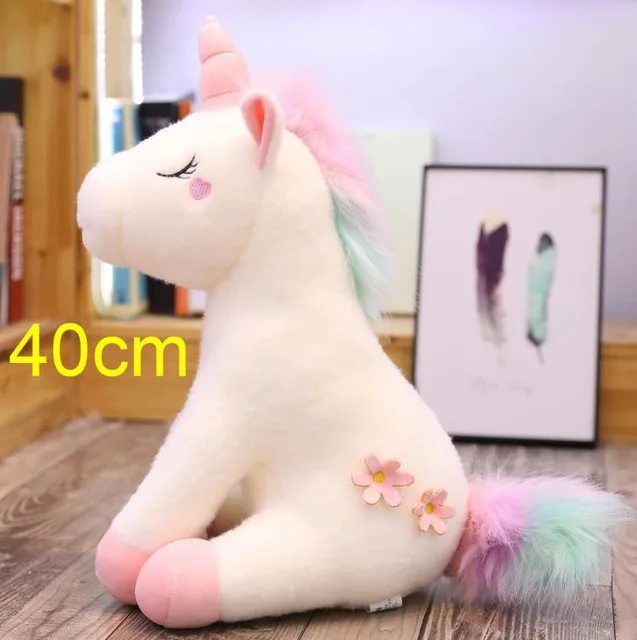 40cm sit white 100 см, большой размер, Kawaii, единорог, плюшевые игрушки, 3 вида стилей, чучело, единорог, лошадка с куклой, подушка, мягкие детские подарки, домашний декор - Цвет: 40cm sit white
