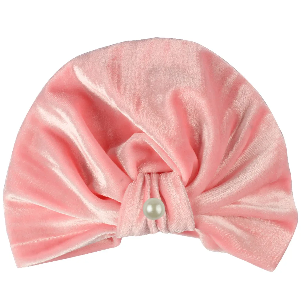 Новинка Осень-зима детская индийская шапка с золотым бархатным жемчугом и узлом