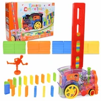 domino car train vehicle model automatic set toy colorful dominoes blocks game educational diy toy gift