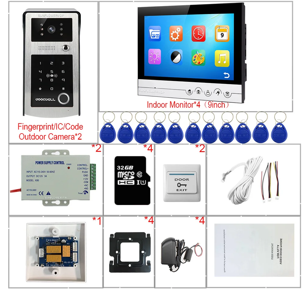 Fingerprint Video Intercom for Home Video Call With Monitors 9 