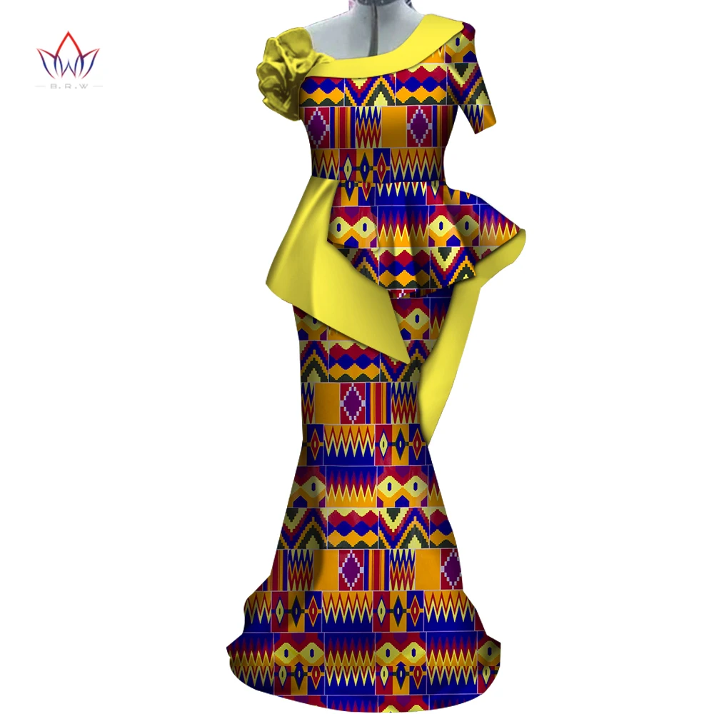 

2021 Women Fashion Clothing Sets traditional Bazin Print Plus Size Skirt Set Evening Cotton Ladies Dress Short Sleeve WY3992