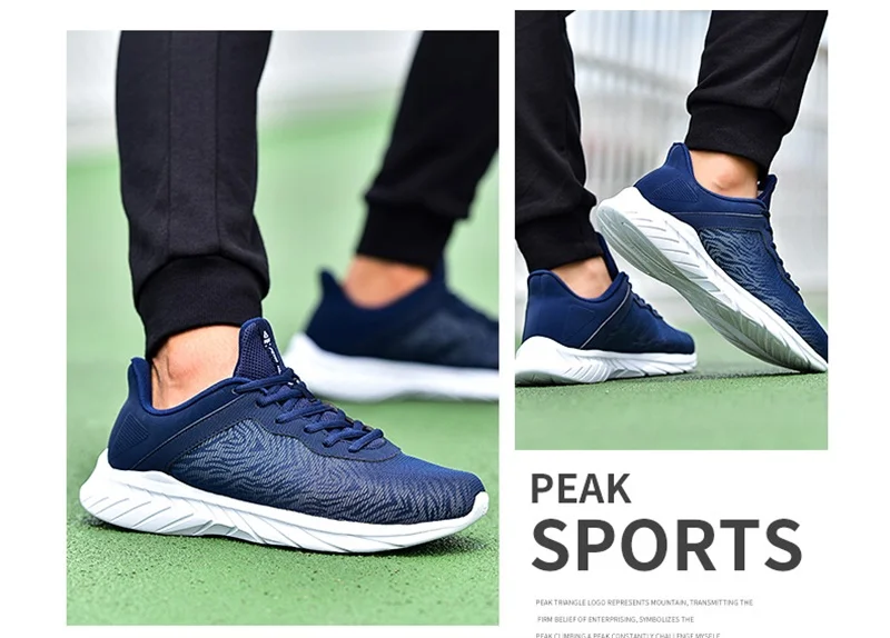 PEAK Men Running Shoes Low-cut Lightweight Woven Non-slip Casual Shoes Reflective Night Running Sneakers Autumn Winter Footwear
