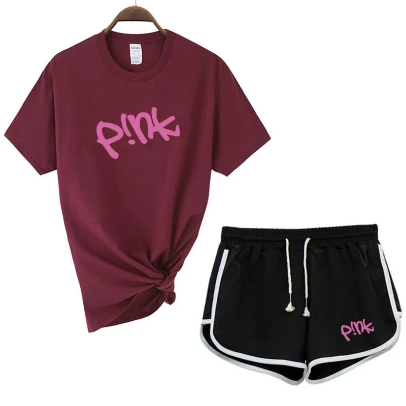 

2021 Summer Women's Short-sleeved T-shirt + Shorts 2-piece Suit Fashion Women's Casual Suit Brand Women's Sports Suit