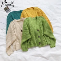 peonfly korean style knitted sweater cardigans women long sleeve single breaster female cardigan solid sweaters sueter mujer