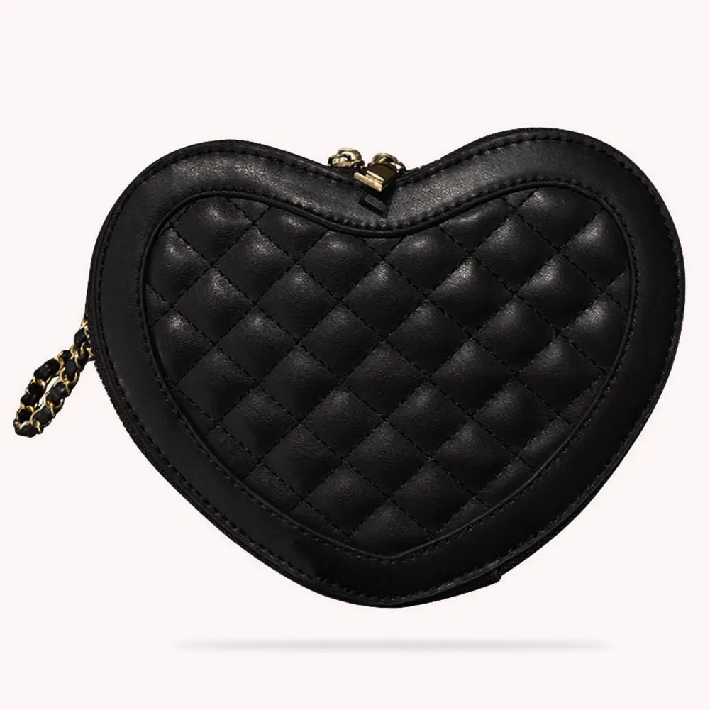 

Fashion Heart Shaped Money Purse Women Mini PU Leather Handbag Top-handle Bag Female Crossbody Chain Clutch Ladies Street Party