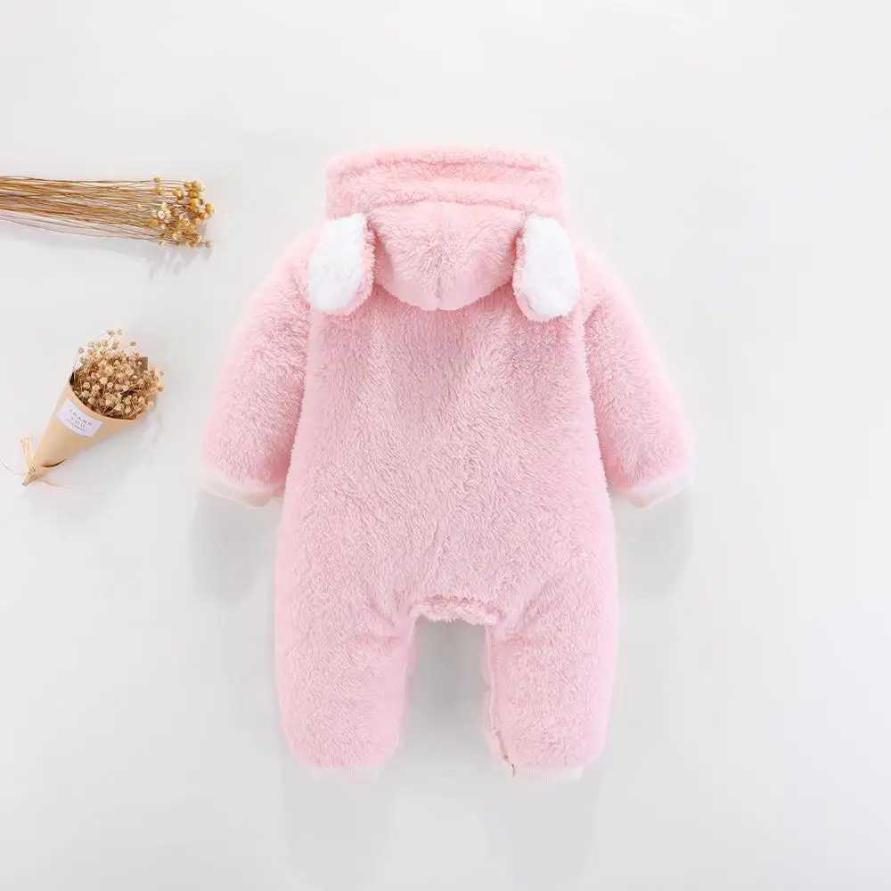 

Baby Warm Rompers Infant Baby Winter Flannel Zipper Cartoon Animal Jumpsuit Clothes Baby Girls Sleepwear Bebe Pajamas