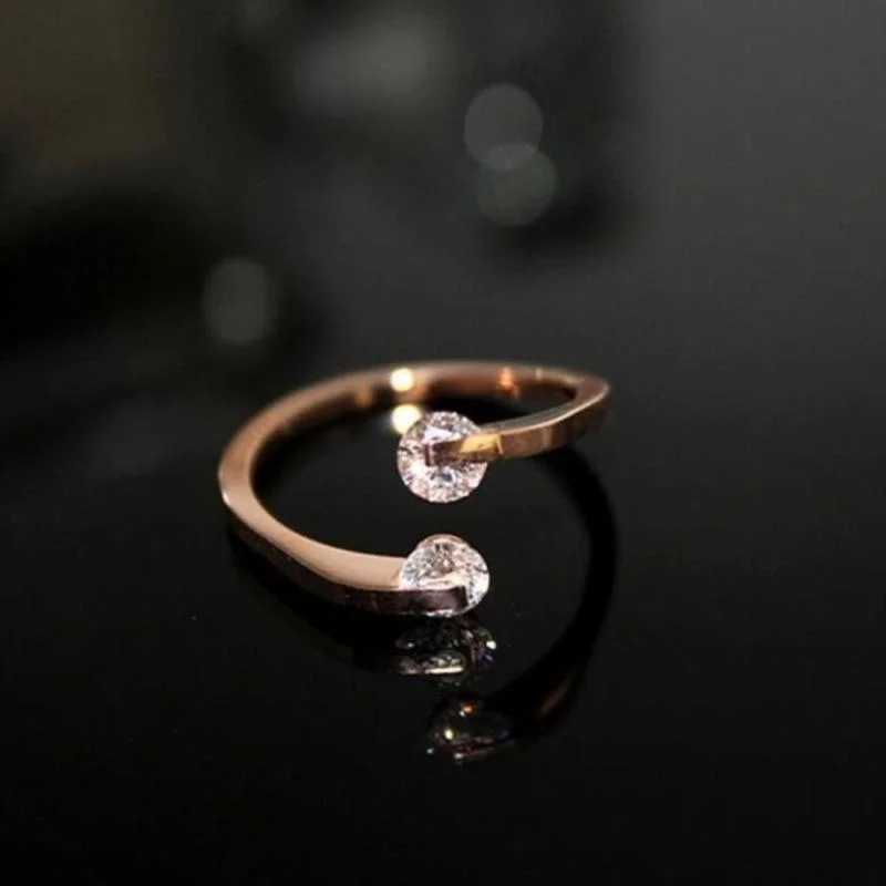 2 цвета красивое женское кольцо из чистой меди регулируемое инкрустированное