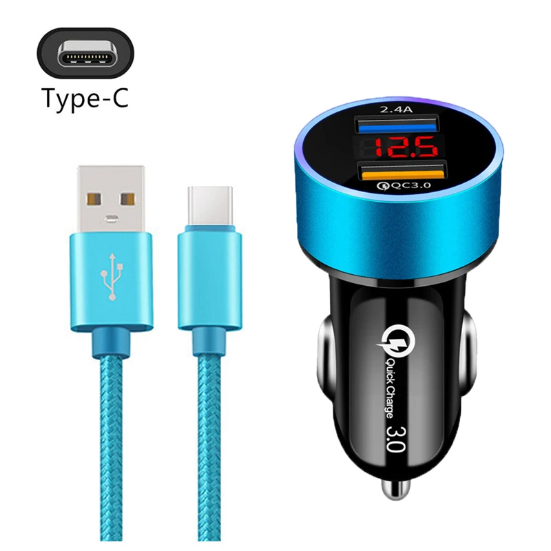 

Car Charger Type-c USB Quick Charge 3.0 Phone Adapter For Huawei P20 P30 P40 Lite E Mate 20 10 Pro Lite USB C Cable Chargers